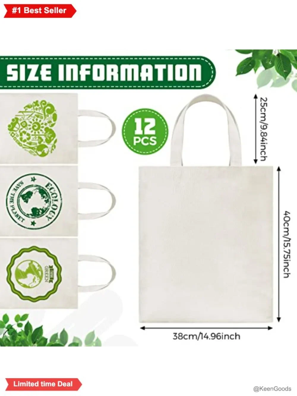 Canvas Tote Bags 24 Pack Sublimation Blanks Reusable Shopping Bag DIY Craft